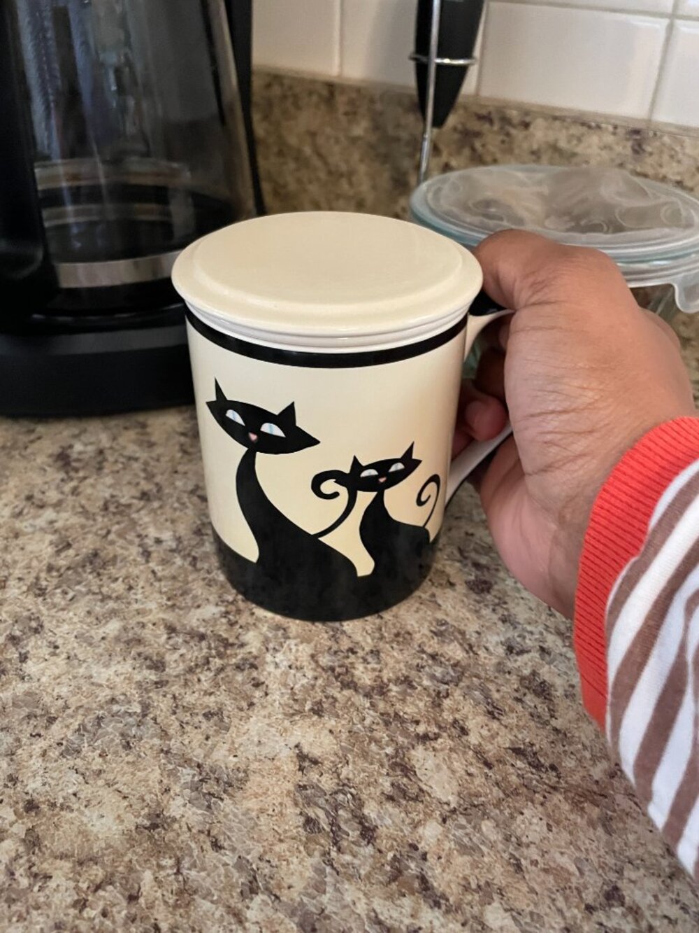 Never Used! Rare HUESNBREWS Black Cats Mug Cup, Strainer & Lid FULL SET. - Picture 11 of 11